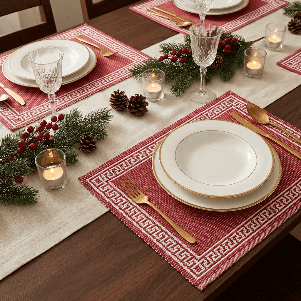 Micasa Set of 2 Red&White Table Placemat
